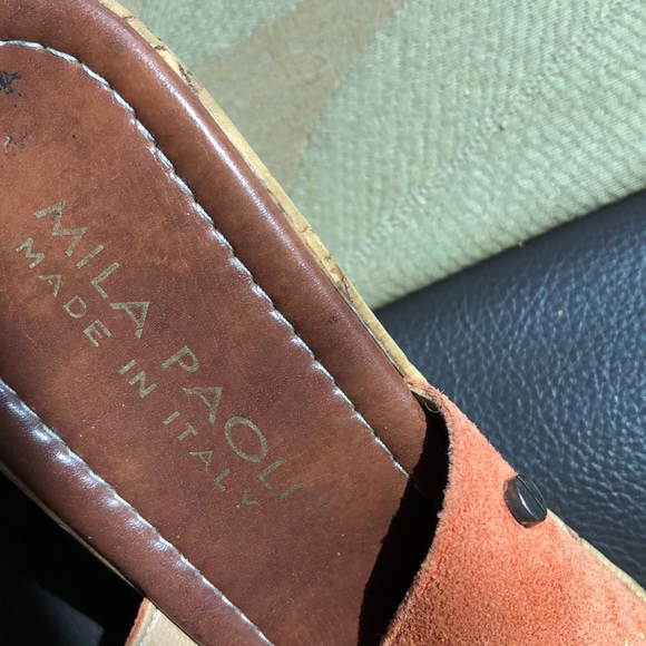 Orange suede cork slide shoes - Picture 6 of 6